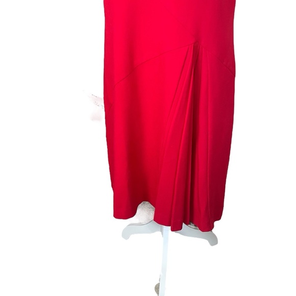Calvin Klein Red Sleeveless Sheath Dress Pleated Detail Size 14 Career Office - Picture 2 of 14